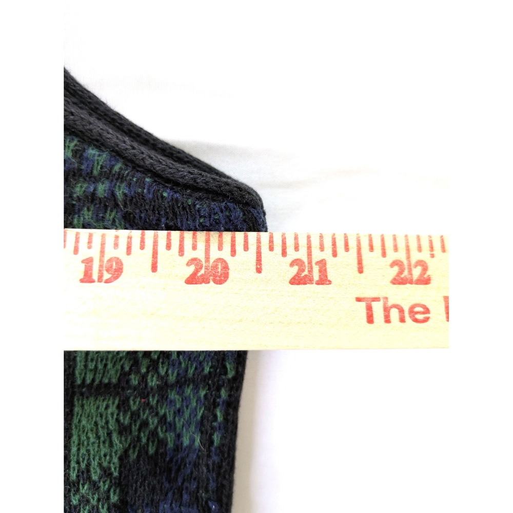Accordeon Vintage Plaid Sweater Vest Green Navy Blue Ramie Cotton Mens Medium - Picture 4 of 5